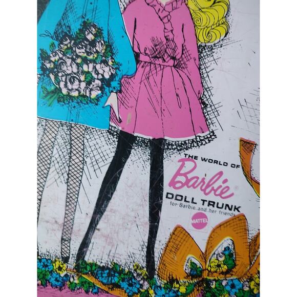 Vintage 1968 Mattel BARBIE DOLL Hot Pink Vinyl Storage Carry Case TRUNK Read - Picture 11 of 16